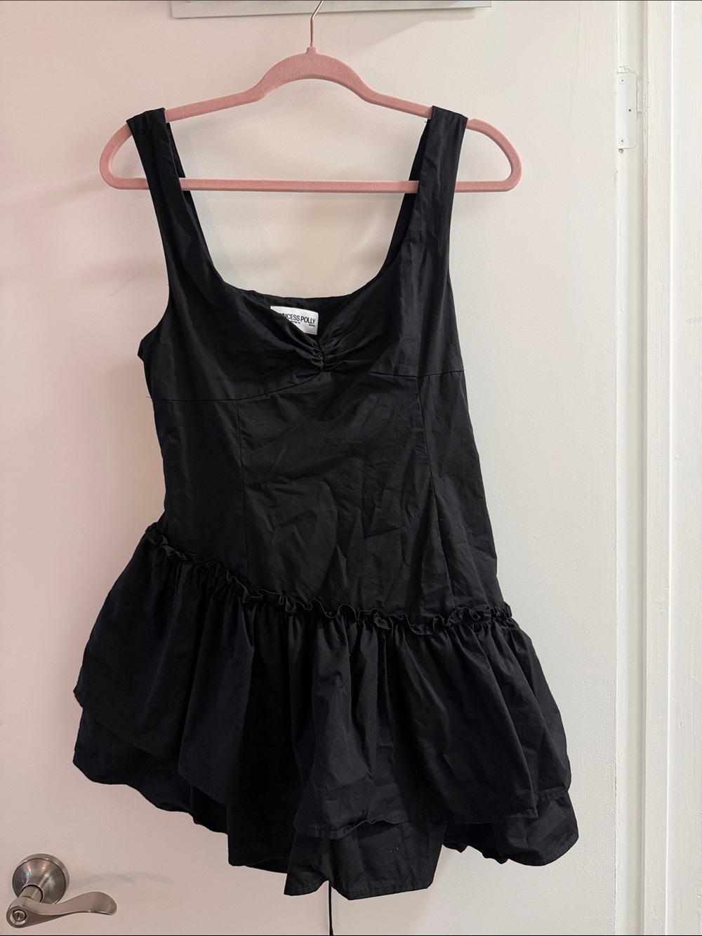 Princess Polly Black Girls One-Piece Ruffle Dress Romper